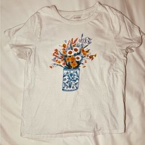 Old Navy White Tee with Floral Vase Print